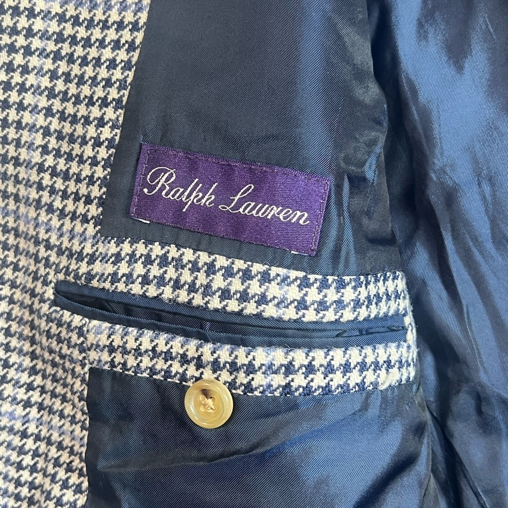 Ralph Lauren Purple Label 40R Silk Linen Houndstooth Ticket Pocket Sport Coat - Picture 11 of 16